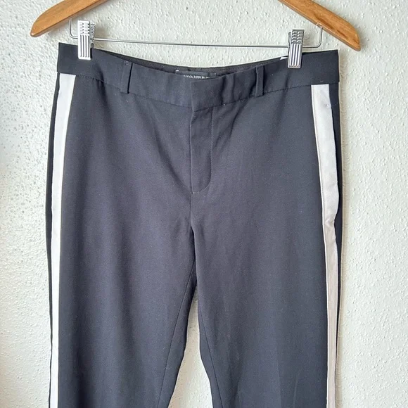 Banana Republic Avery Striped Tuxedo Pants Black White SZ 4 - Picture 5 of 10
